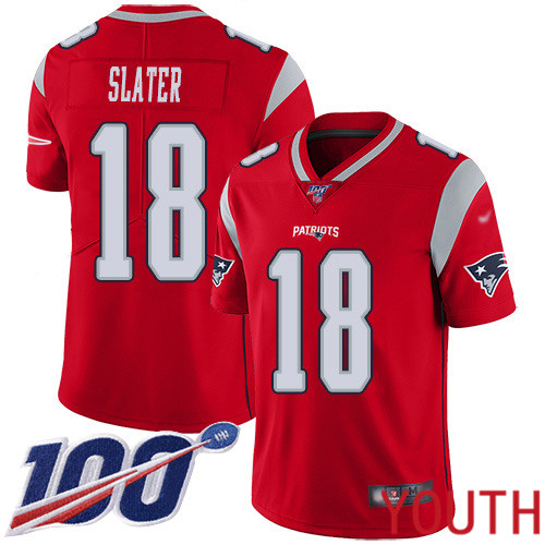 New England Patriots Football #18 100th Season Inverted Limited Red Youth Matthew Slater NFL Jersey->women nfl jersey->Women Jersey